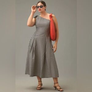 Anthropologie Black and White Gingham Midi Dress